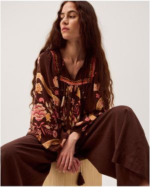Monsoon Samara Floral Blouse - Brown