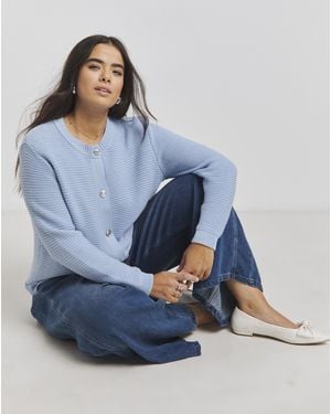 Simply Be Crew Neck Cardigan - Blue