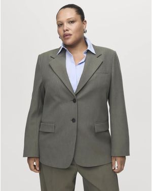 Mango Double-Breasted Suit Jacket - Grey