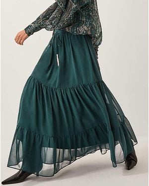 Monsoon Holly Tiered Chiffon Maxi Skirt - Green
