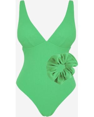 Simply Be Crinkle Swimsuit And Scrunchie - Green