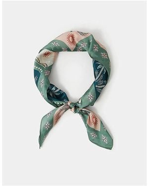 Accessorize Palm Square Satin Scarf - Green