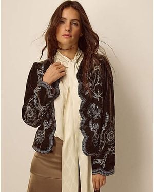 Monsoon Julia Embellished Velvet Jacket - Brown