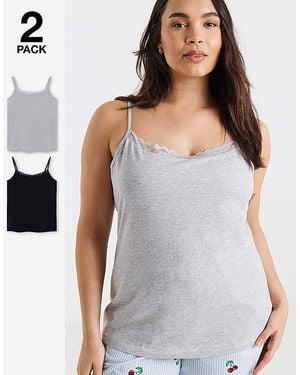 Pretty Secrets 2 Pack Pj Sleep Vest Tops - White
