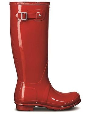 HUNTER Original Tall Gloss Wellingtons - Red