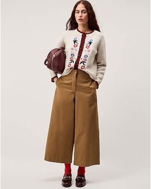 Monsoon Etta Floral Scallop Cardigan - Natural