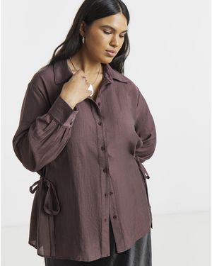 Simply Be Drawstring Waist Oversized Shirt - Purple