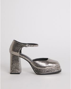 Simply Be Platform Heeled Shoes Ex Wide Fit - Grey