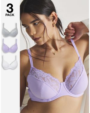 Pretty Secrets 3 Pack Lace Full Cup Bras - Purple
