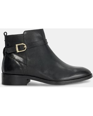 Dune Pemma Leather Ankle Boots Wide Fit - Black