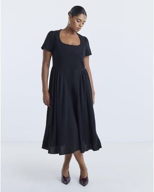 Simply Be Bengaline Waist Detail Midi Dress - Blue