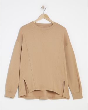 Simply Be Piping Detail Side Split Sweat - Natural