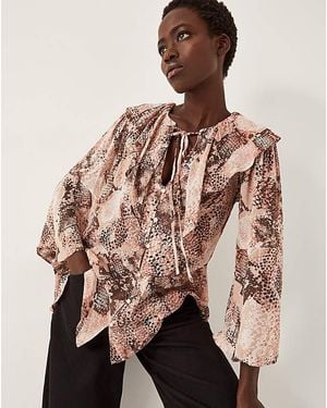 Monsoon Synthia Snake Print Blouse - Brown
