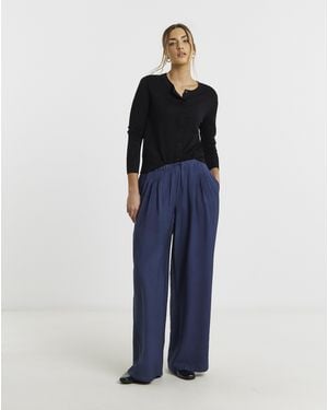 Simply Be Palazzo Twill Trouser - Blue