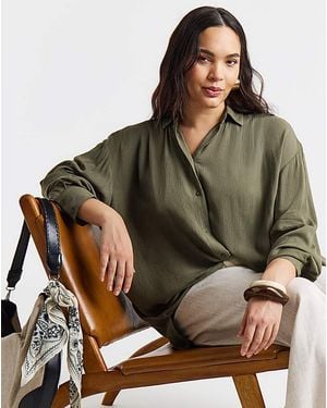 Simply Be Oversized Crinkle Skirt - Green