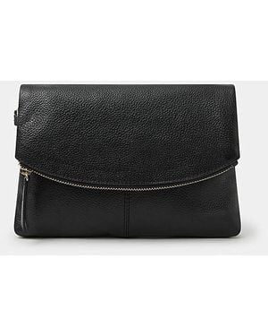 Accessorize Curved Leather Wristlet Bag - Black