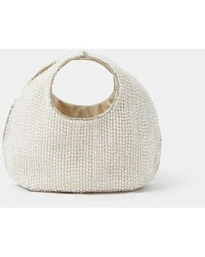 Accessorize Sparkle Beaded Handheld Bag - White