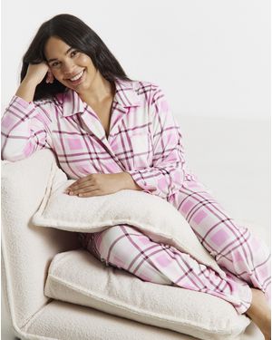 Pretty Secrets Check Fleece Pyjama Set - Pink