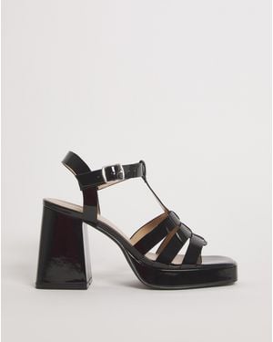 Simply Be Fisherman Block Heeled Sandals Ex Wide - Black