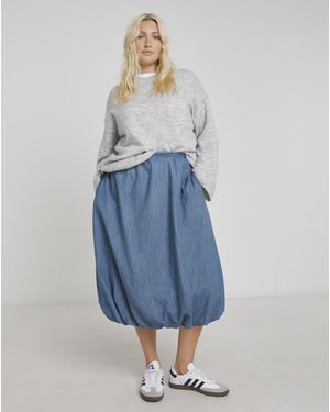 Simply Be Bubble Hem Denim Skirt - Blue