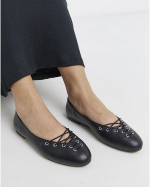 Simply Be Lace Front Ballerinas Wide Fit - Black