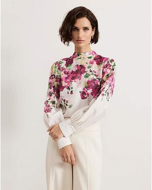 Phase Eight Border Floral Blouse - Pink