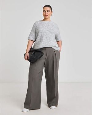 Simply Be Wide Leg Trousers - Grey