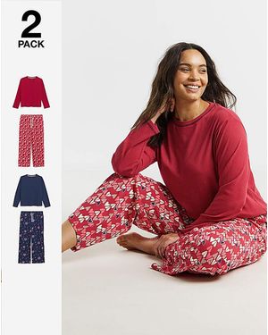 Simply Be Celestial & Heart 2 Pack Pj Sets - Red