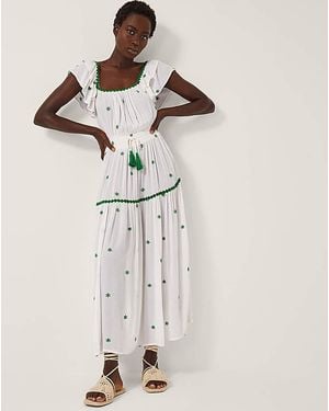 Monsoon Isabelle Square Neck Midi Dress - Natural