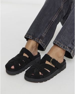 Simply Be Woven Closed Toe Mules Wide Fit - Black