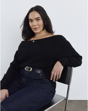 Simply Be Slash Neck Cinched Jumper - Blue