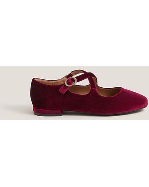 Monsoon Dana Velvet Ballet Flats - Red