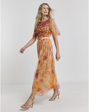 Joanna Hope Mesh Beaded Maxi Dress - Orange