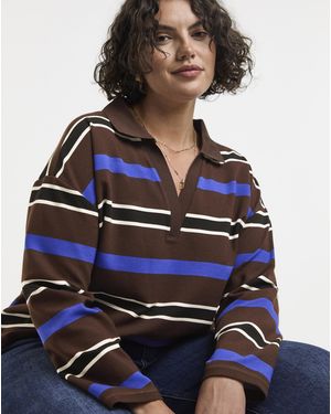 Simply Be Thick Stripe Polo - Blue