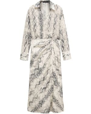 Mango Snake Print Midi Dress - White