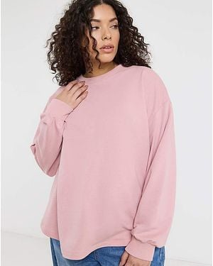 Simply Be Curved Hem Sweatshirt - Pink