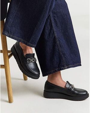 JD Williams Low Wedge Loafer With Chain Wide - Blue