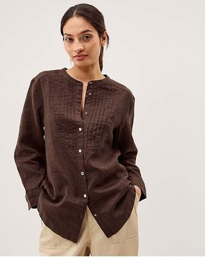 Monsoon Clo Pintuck Linen Shirt - Brown