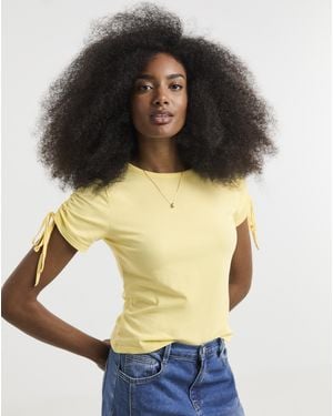 Pieces Gruda Ss Roucing Jersey Tee - Yellow