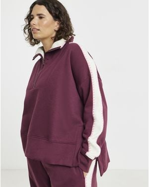 Simply Be Whipstitch Side Stripe Sweat - Purple