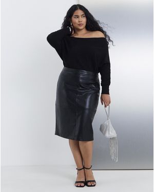 Simply Be Pu Pencil Skirt - Black