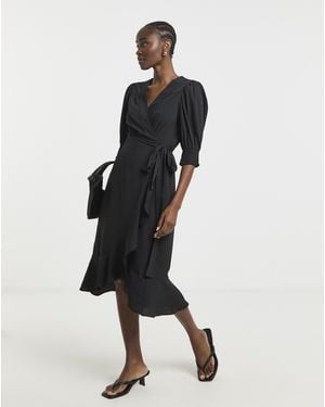 Simply Be Ruffle Front Wrap Midi Dress - White