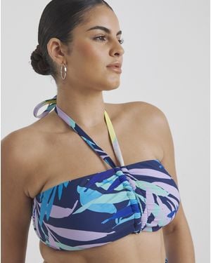 JD Williams Leaf Mix And Match Bandeau Bikini Top - Blue