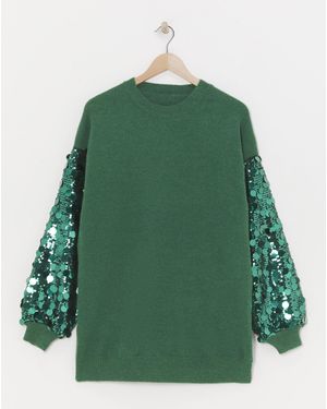 Lovedrobe Disk Sequin Sleeve Jumper - Green