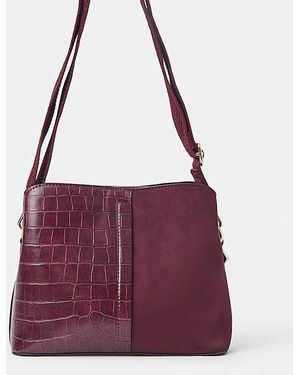 Accessorize Faux Croc Crossbody Bag - Purple