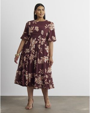 Joanna Hope Lace Back Midi Dress - Red