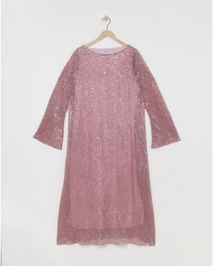 Simply Be Sequin Midaxi Dress - Pink