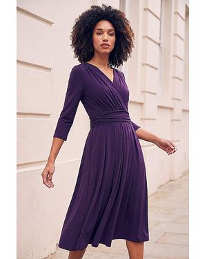 Roman Roman Roman Wrap Stretch Midi Dress - Purple