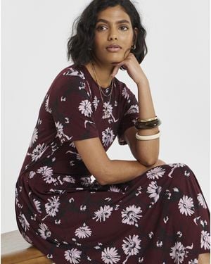 Simply Be Jersey Asymmetric Seam Midi Dress - Purple