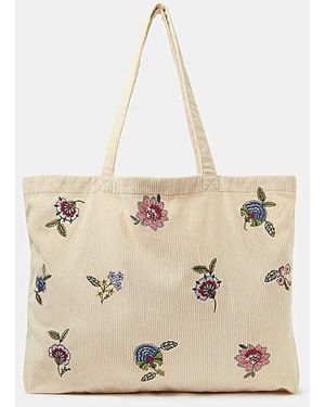 Accessorize Floral Corduroy Shopper Bag - Natural